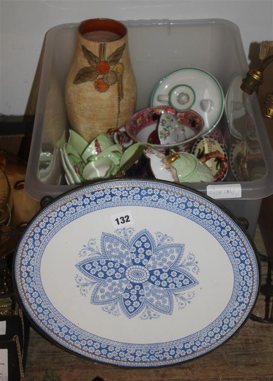 Carlton ware leaf tea ware, Charlotte Rhead mixed ceramics